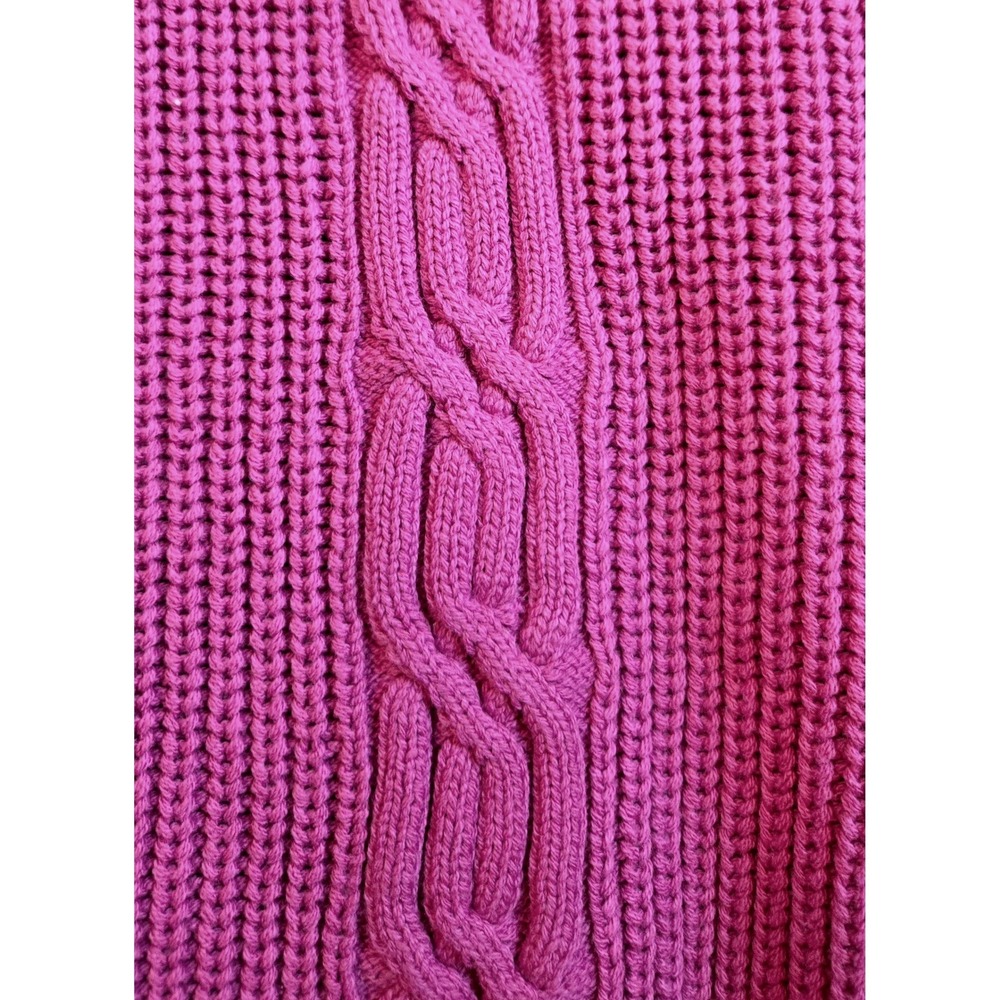 St Johns Bay NWT Fishermans Womens XXL Party Pink Cable Knit Button Side Sweater - Picture 3 of 11